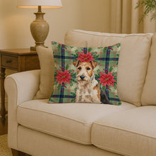 Load image into Gallery viewer, Wire Fox Terrier Christmas PoinsettIas Throw Pillow