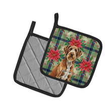 Load image into Gallery viewer, Wirehaired Pointing Griffon Christmas PoinsettIas Pair of Pot Holders