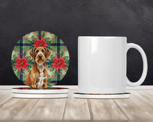 Load image into Gallery viewer, Wirehaired Pointing Griffon Christmas PoinsettIas Large Sandstone Coasters Pack of 4