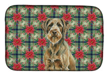 Load image into Gallery viewer, Chestnut Wirehaired Pointing Griffon Christmas PoinsettIas Dish Drying Mat