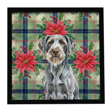 Load image into Gallery viewer, Steel Gray Wirehaired Pointing Griffon Christmas PoinsettIas Framed Metal Print