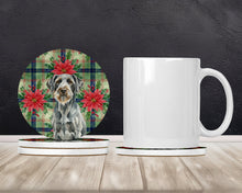 Load image into Gallery viewer, Steel Gray Wirehaired Pointing Griffon Christmas PoinsettIas Large Sandstone Coasters Pack of 4