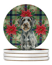 Load image into Gallery viewer, Steel Gray Wirehaired Pointing Griffon Christmas PoinsettIas Large Sandstone Coasters Pack of 4