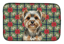 Load image into Gallery viewer, Yorkiepoo Christmas PoinsettIas Dish Drying Mat