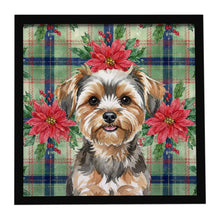 Load image into Gallery viewer, Yorkiepoo Christmas PoinsettIas Framed Metal Print