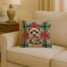 Load image into Gallery viewer, Yorkiepoo Christmas PoinsettIas Throw Pillow