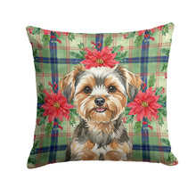 Load image into Gallery viewer, Yorkiepoo Christmas PoinsettIas Throw Pillow