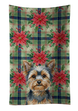 Load image into Gallery viewer, Blue and Tan Yorkshire Terrier Christmas PoinsettIas Kitchen Towel