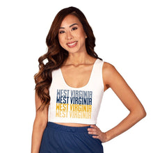 Load image into Gallery viewer, West Virginia Mountaineers White Crop Tank Top