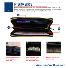 Load image into Gallery viewer, REF-001 Thin Blue Line flag zippered wallet for Police Officer or gift for Wife, Husband, family