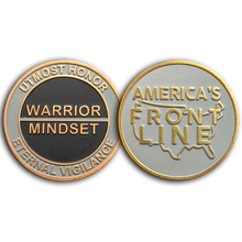 Load image into Gallery viewer, GL8-006 Warrior Mindset Challenge Coin Thin Gray Line Correctional Officer CO Corrections