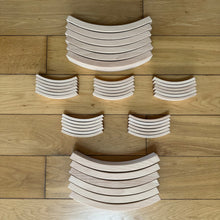 Load image into Gallery viewer, **Pre-order (Ships in 2-3 Weeks)**42-Piece Combination Set – 12 Large &amp; 30 Mini Curved Natural Wooden Building Blocks