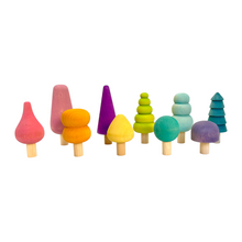 Load image into Gallery viewer, **Pre-order (Ships in 2-3 Weeks)**10 Pcs STAINED Wooden Trees Set in Pastel/Macaron Colors