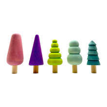 Load image into Gallery viewer, **Pre-order (Ships in 2-3 Weeks)**10 Pcs STAINED Wooden Trees Set in Pastel/Macaron Colors