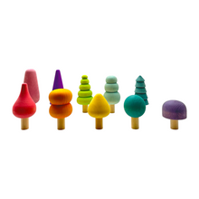Load image into Gallery viewer, **Pre-order (Ships in 2-3 Weeks)**10 Pcs STAINED Wooden Trees Set in Pastel/Macaron Colors