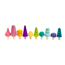 Load image into Gallery viewer, **Pre-order (Ships in 2-3 Weeks)**10 Pcs STAINED Wooden Trees Set in Pastel/Macaron Colors