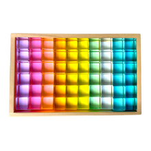 Load image into Gallery viewer, 60 Pcs Crystal Clear High Transparency Lucite Cubes Set with Wooden Tray – Rainbow or Pastel Colors