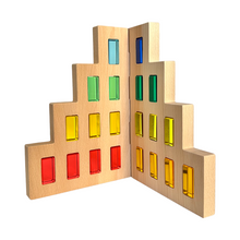 Load image into Gallery viewer, **Pre-order (Ships in 1-2 Weeks)**50 Pcs Rainbow Crystal Clear Translucent Rectangular Lucite Building Blocks Set with Storage Tray