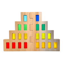 Load image into Gallery viewer, **Pre-order (Ships in 1-2 Weeks)**50 Pcs Rainbow Crystal Clear Translucent Rectangular Lucite Building Blocks Set with Storage Tray