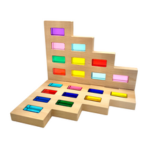 Load image into Gallery viewer, **Pre-order (Ships in 1-2 Weeks)**50 Pcs Rainbow Crystal Clear Translucent Rectangular Lucite Building Blocks Set with Storage Tray