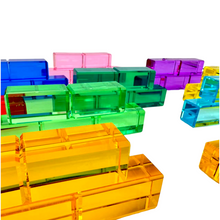 Load image into Gallery viewer, **Pre-order (Ships in 1-2 Weeks)**50 Pcs Rainbow Crystal Clear Translucent Rectangular Lucite Building Blocks Set with Storage Tray