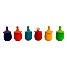 Load image into Gallery viewer, **Pre-order (Ships in 1-2 Weeks)**A set of 6 STAINED Little Thing Wooden Treasure Box in Stained Primary Rainbow Colors