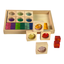 Load image into Gallery viewer, **Pre-order (Ships in 2-3 Weeks)**10 Pcs Square Gemmed Translucent Blocks and 20 Pcs Lucite Cubes Set with Storage Tray
