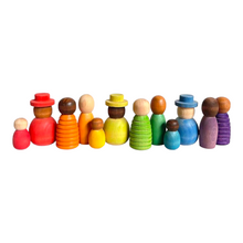 Load image into Gallery viewer, **Pre-order (Ships in 1-2 Weeks)**12 Pcs STAINED Wooden Together Peg Dolls Set