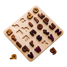 Load image into Gallery viewer, Natural Wooden Alphabet Letters and Numbers Puzzle