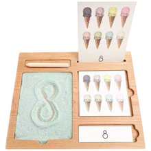 Load image into Gallery viewer, Wooden 3-part educational activity/sand tray with card slot and pen
