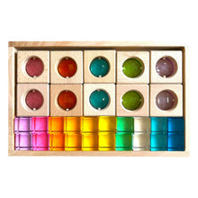 Load image into Gallery viewer, **Pre-order (Ships in 2-3 Weeks)**10 PCS Square Gemmed Translucent Blocks and 20 PCS Lucite Cubes Set in Pastel Colors with Storage Tray