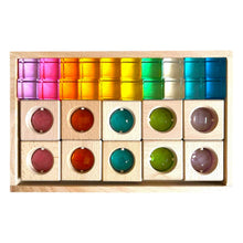 Load image into Gallery viewer, **Pre-order (Ships in 2-3 Weeks)**10 PCS Square Gemmed Translucent Blocks and 20 PCS Lucite Cubes Set in Pastel Colors with Storage Tray