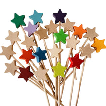 Load image into Gallery viewer, **Pre-order (Ships in 1-2 Weeks)**12 PCS Wooden Star Wand Set in Rainbow and Natural Colors