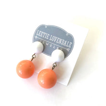 Load image into Gallery viewer, White &amp; Coral Lollipop Statement Lucite Drop Earrings