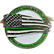 Load image into Gallery viewer, BL6-005 Thin Green Line Flag and Eagle Police Challenge Coin CBP Border Patrol Agent BPA Deputy Sheriff Marines Army