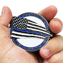 Load image into Gallery viewer, BL5-015 Thin Blue Line Flag and Eagle Police Challenge Coin NYPD CHP LAPD Chicago NOPD Police Officer CBP