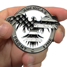 Load image into Gallery viewer, BL5-005 Thin Gray Line Flag and Eagle Police Challenge Coin Correctional Officer CO Corrections