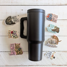 Load image into Gallery viewer, World’s Best Cup: The GetBullish Monocolor Sticker Tumbler 40 Oz Handle Travel Mug - Choose Your Own Sticker Pack