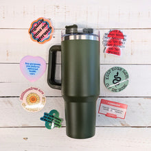 Load image into Gallery viewer, World’s Best Cup: The GetBullish Sticker Tumbler 40 Oz Handle Travel Mug - Choose Your Own Sticker Pack