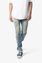 Load image into Gallery viewer, X651 Distressed Circle Knee Denim - Blue