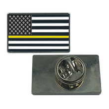 Load image into Gallery viewer, EL8-015 Thin Gold Line Flag Pin 911 Dispatcher Emergency Yellow