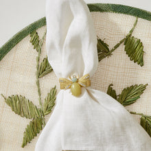 Load image into Gallery viewer, Etched wing bug skinny napkin rings, lemon jasper, set of four