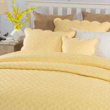 Load image into Gallery viewer, Tache Yellow Diamond Matelasse Scalloped Buttercup Puffs Cushion Covers / Euro Sham