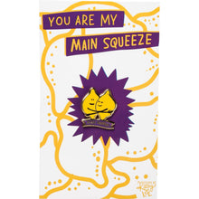 Load image into Gallery viewer, You Are My Main Squeeze Hugging Lemons Enamel Pin in Yellow