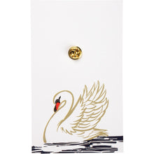 Load image into Gallery viewer, You Are Naturally Beautiful When You Are Yourself Swan Enamel Pin in White and Gold