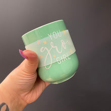 Load image into Gallery viewer, You Grow Girl Ceramic To Go Mug | Holds 16 oz. | Eco Mug with Silicone Lid and Sleeve