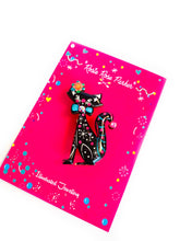 Load image into Gallery viewer, Retro Dapper Atomic Cat Brooch by Rosie Rose Parker