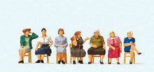 Load image into Gallery viewer, Preiser 10580 HO Scale Pedestrians -- Waiting Women Sitting on Chairs pkg(7)