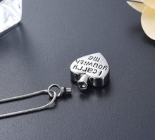Load image into Gallery viewer, "I Carry You With Me" Heart Cremation Necklace