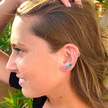 Load image into Gallery viewer, White Daisy Green &amp; Turquoise Tiny Studs Earrings Set